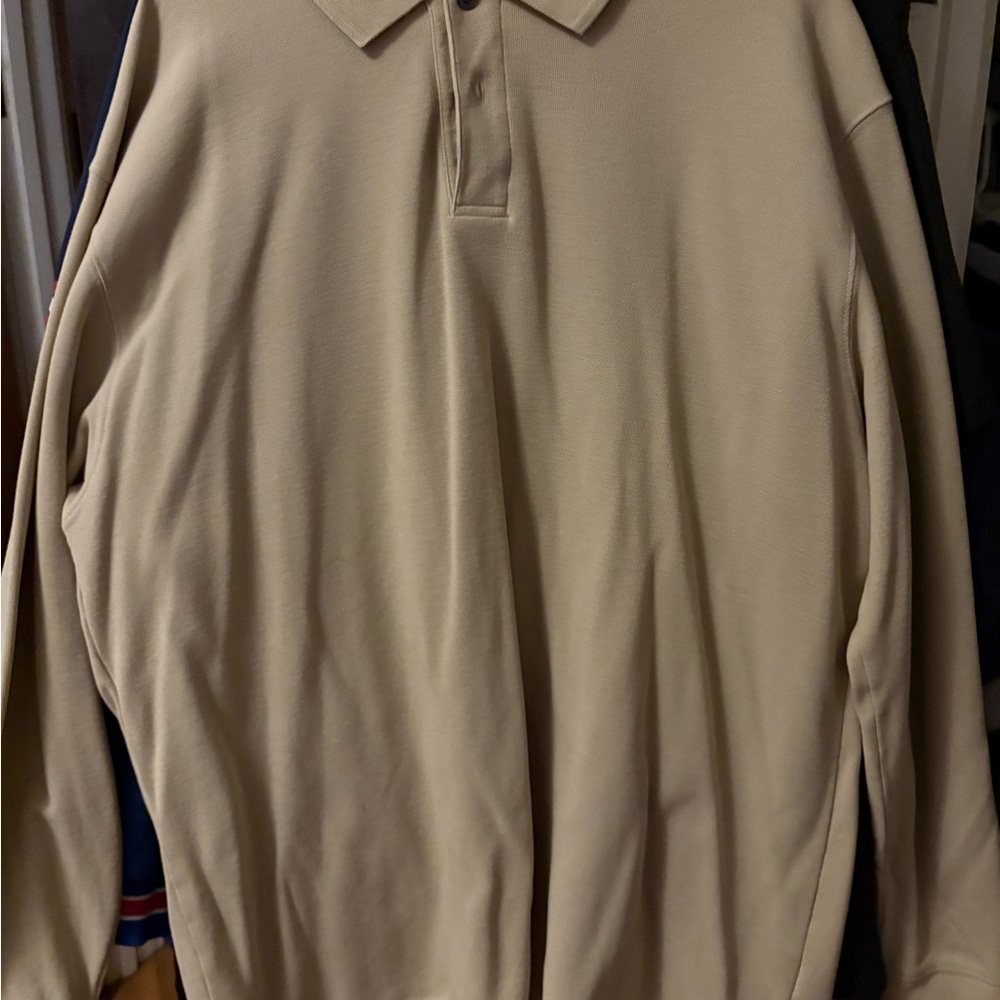 J. Crew Tan Long Sleeve Polo Shirt